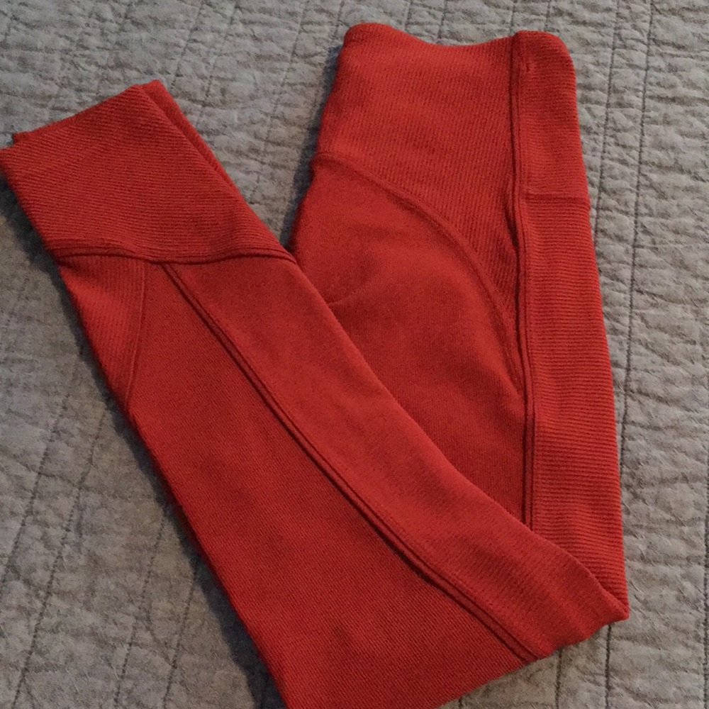 Red Cropped Lululemon Leggings